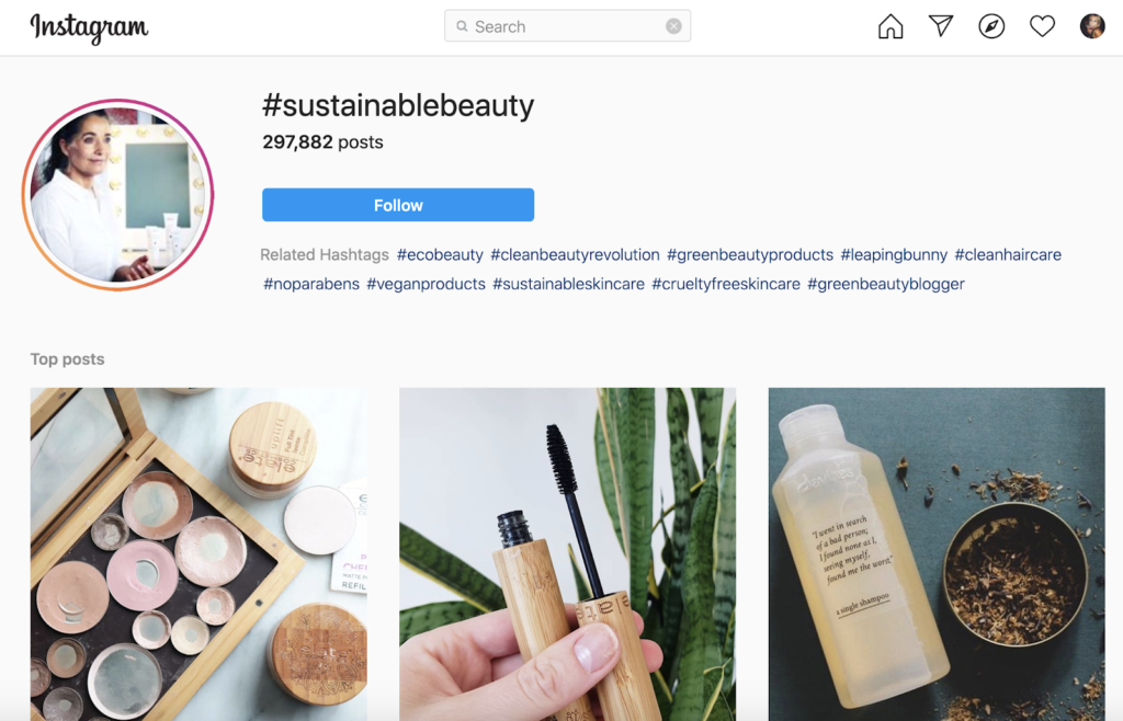 example of using hashtags to search on Instagram