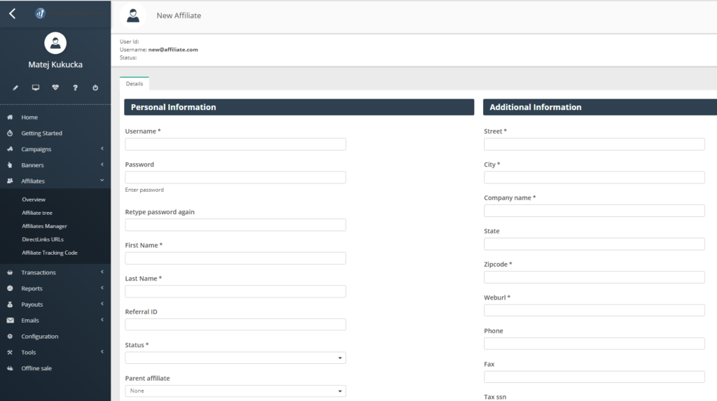 post affiliate pro affiliates új partner hozzáadása