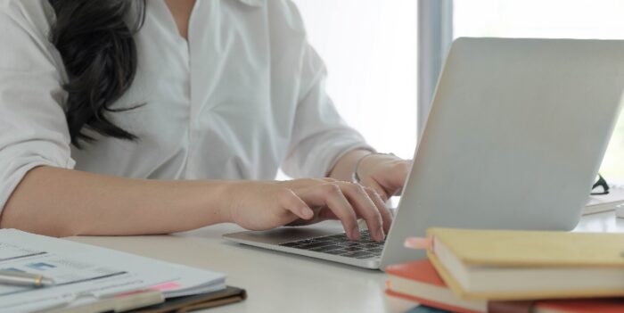 woman working on laptop
