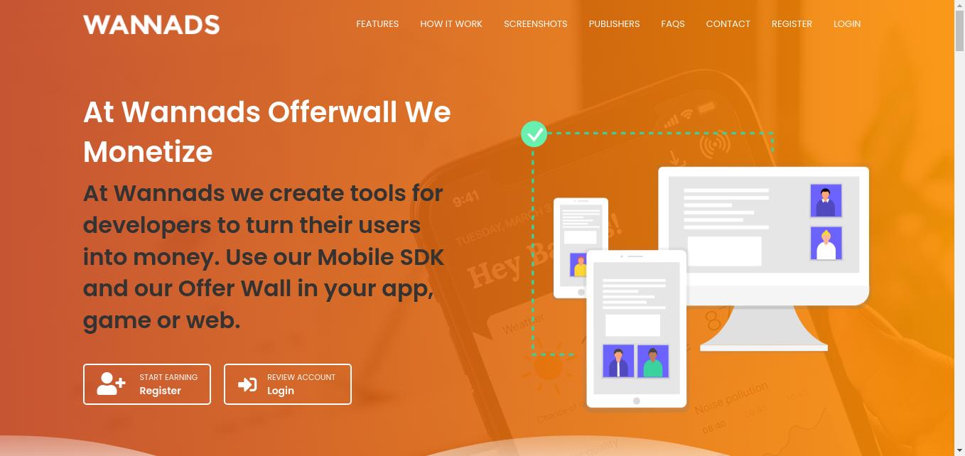 Wannads Offerwall, App monetization software.