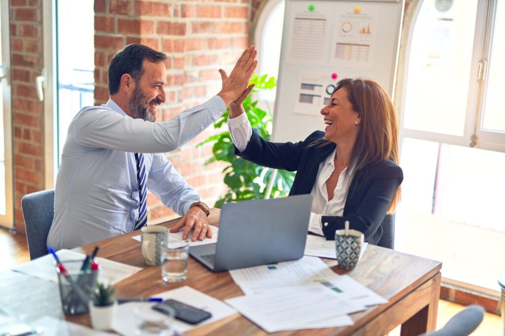 people in office agreeing