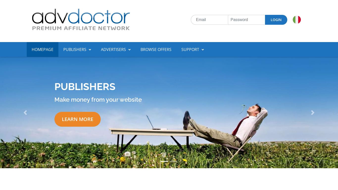 Advdoctor is an affiliate marketing network that offers publishers the opportunity to monetize their website traffic by promoting various affiliate programs and earning high commissions. Advertisers can partner with Advdoctor to promote their websites and increase sales. The network offers a variety of affiliate programs, real-time statistics and tracking, and monthly payments. New campaigns and updates are regularly added, as Advdoctor has hundreds of affiliate programs and works with trusted brands. Support, legal, and contact information are available on the website.