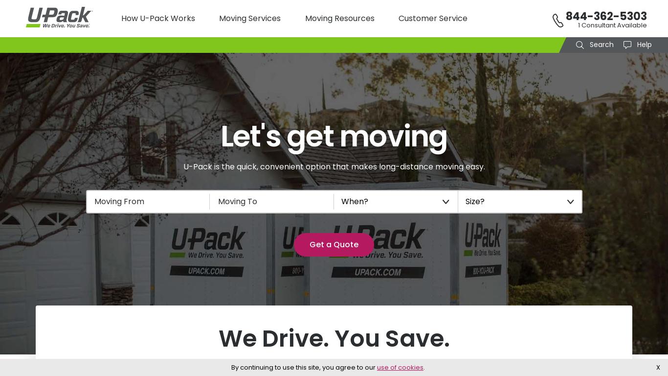 Planning an out of state move? U-Pack Moving is the affordable solution. You pack, load and unload, and U-Pack drives. Compare to traditional moving companies and see how much you can save!