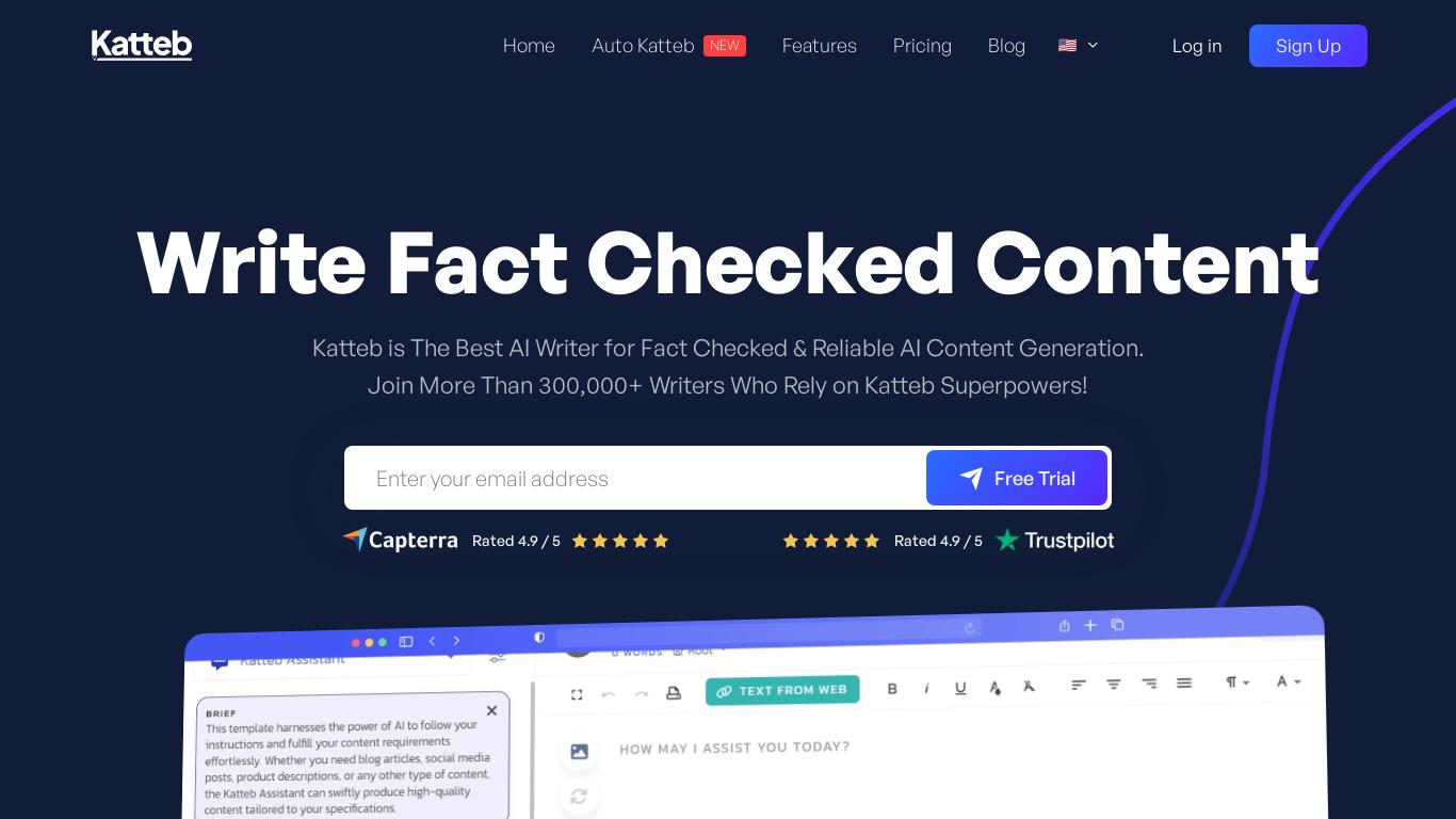 Don't blindly Trust AI Generated Content. Fact Check it First With Katteb The Best Fact Checked AI Writer on The Planet, Try Today!