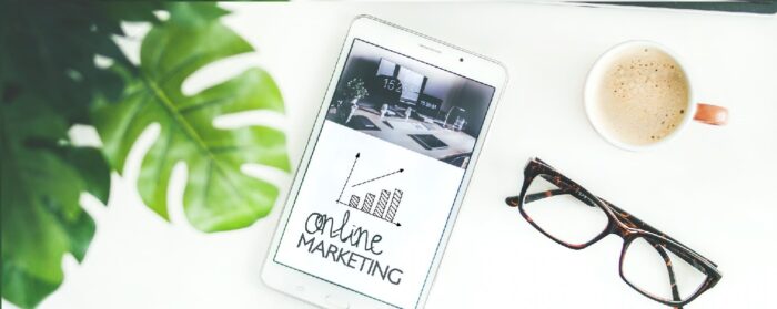 Online marketing on tablet