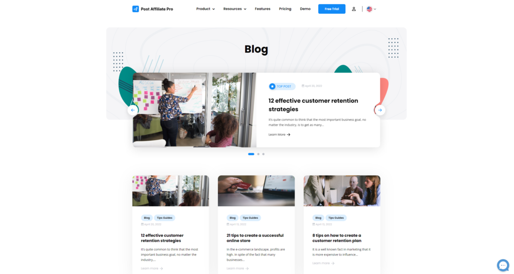 Post Affiliate Pro - highlighted blog posts