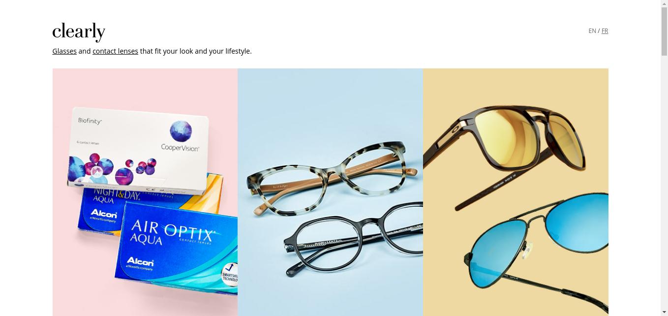 Buy glasses, sunglasses and contact lenses online at Clearly.ca. Unbeatable prices, a wide selection of top brands’ frames and lenses. Shop now!