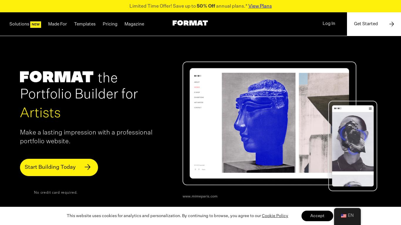 Unleash creativity with Format, the website builder for creative professionnals. Present your work, collaborate seamlessly, and grow your online business. Start your free trial now - no credit card required.