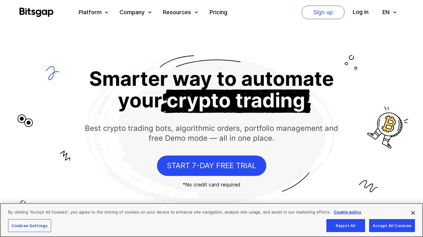 Trade smarter with Bitsgap, a seamless crypto trading platform with portfolio management, bot trading, and all exchange features under one roof.